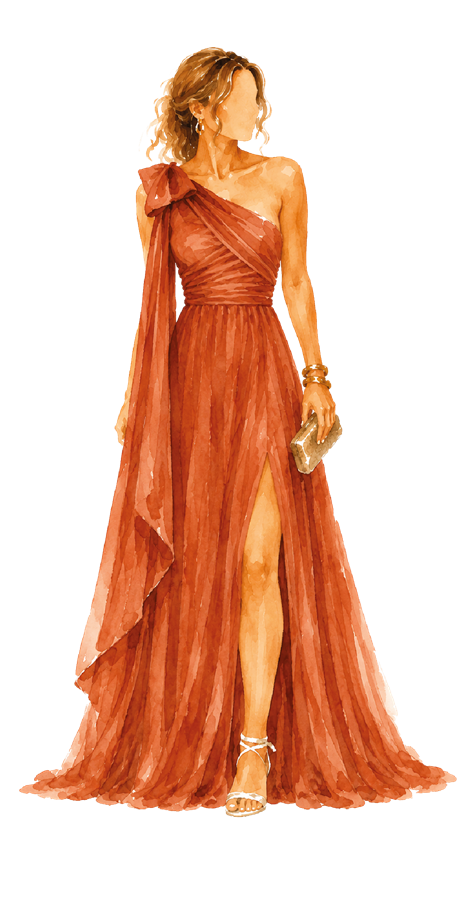 Ilustração de traje sugerido para as mulheres